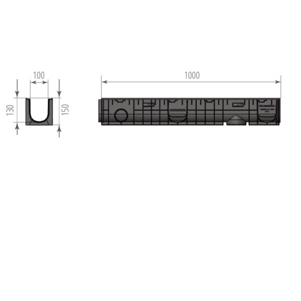 Лоток водоотводный пластиковый Norma DN100 H150